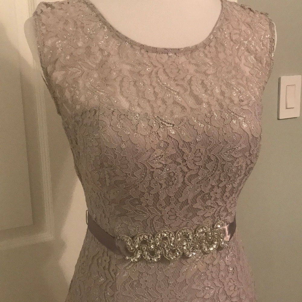 Silver Prom Dress with cut out back